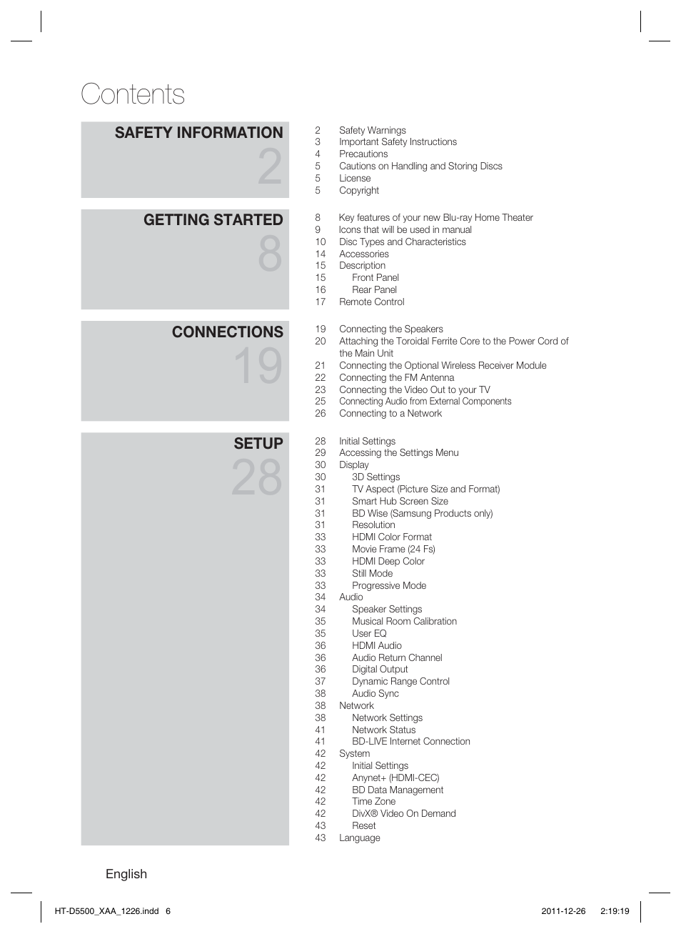 Samsung HT-D5500-ZA User Manual | Page 6 / 85