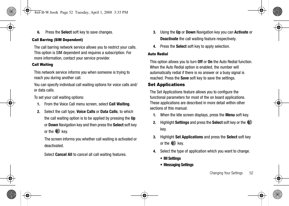 Set applications | Samsung SGH-A227HAAATT User Manual | Page 55 / 102