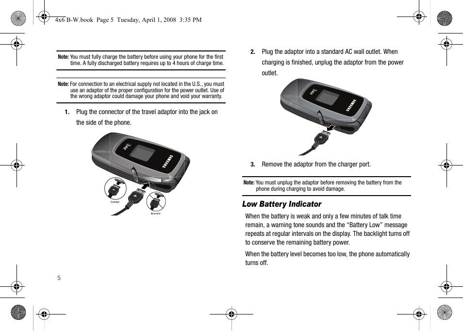 Low battery indicator | Samsung SGH-A227HAAATT User Manual | Page 8 / 102