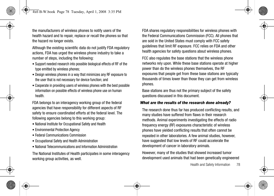 What are the results of the research done already | Samsung SGH-A227HAAATT User Manual | Page 81 / 102