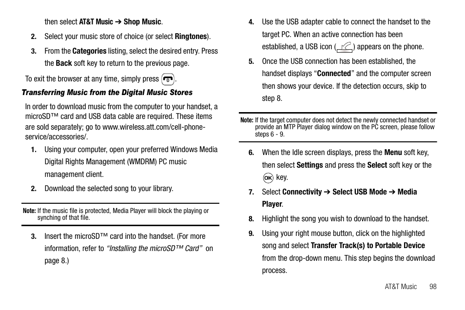 Transferring music from the digital music stores | Samsung SGH-A637CWAATT User Manual | Page 101 / 166