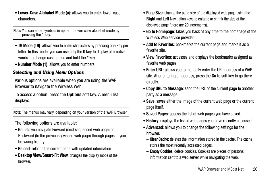 Selecting and using menu options | Samsung SGH-A637CWAATT User Manual | Page 129 / 166