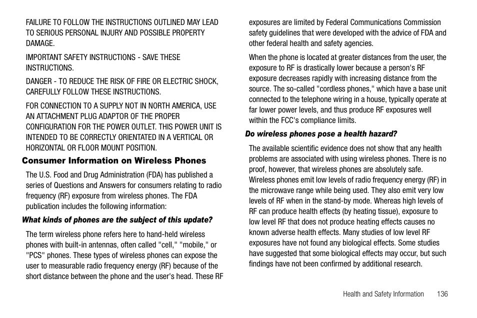 Consumer information on wireless phones, Do wireless phones pose a health hazard | Samsung SGH-A637CWAATT User Manual | Page 139 / 166