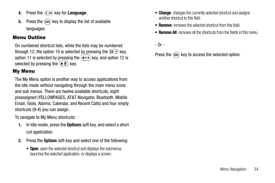 Menu outline, My menu, Menu outline my menu | Samsung SGH-A637CWAATT User Manual | Page 37 / 166