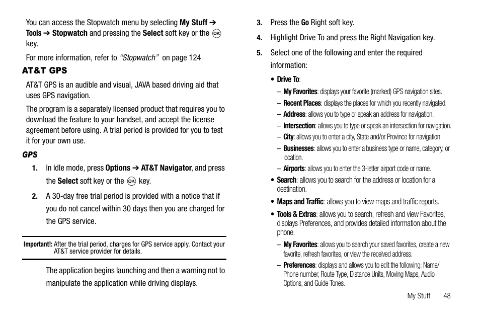 At&t gps | Samsung SGH-A637CWAATT User Manual | Page 51 / 166