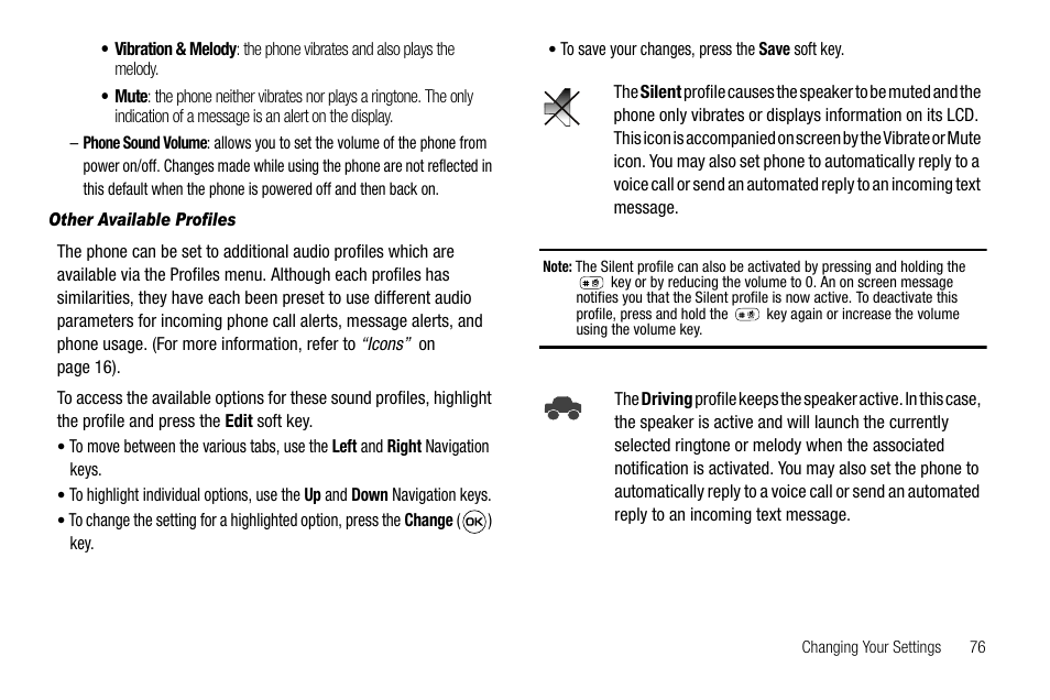 Other available profiles | Samsung SGH-A637CWAATT User Manual | Page 79 / 166