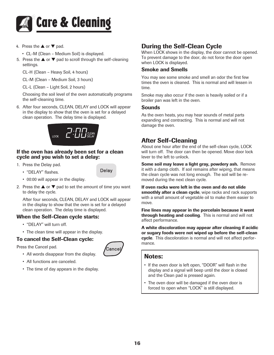 Care & cleaning, During the self-clean cycle, After self-cleaning | Amana 8113P596-60 User Manual | Page 17 / 76