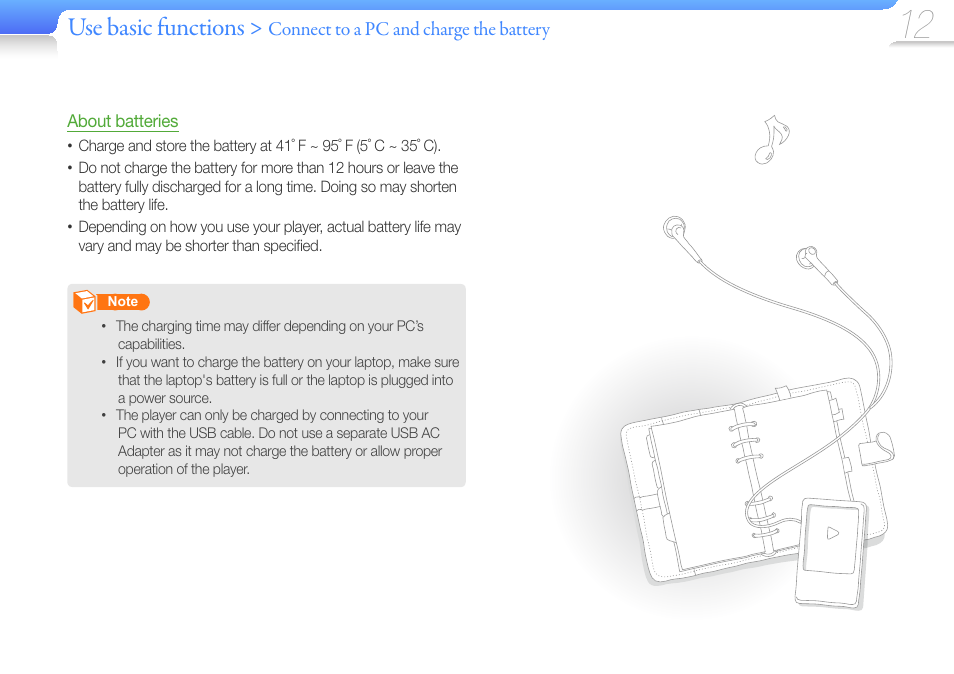 Use basic functions | Samsung YP-R0JCS-XAA User Manual | Page 14 / 65