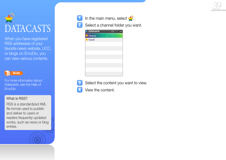 Datacasts | Samsung YP-R0JCS-XAA User Manual | Page 41 / 65