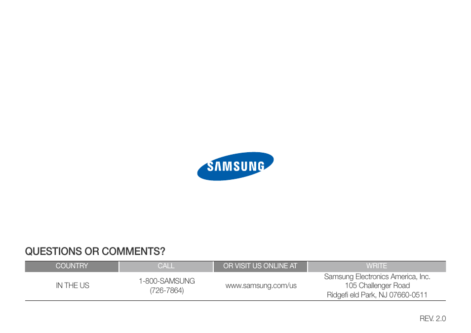 Questions or comments | Samsung YP-R0JCS-XAA User Manual | Page 65 / 65