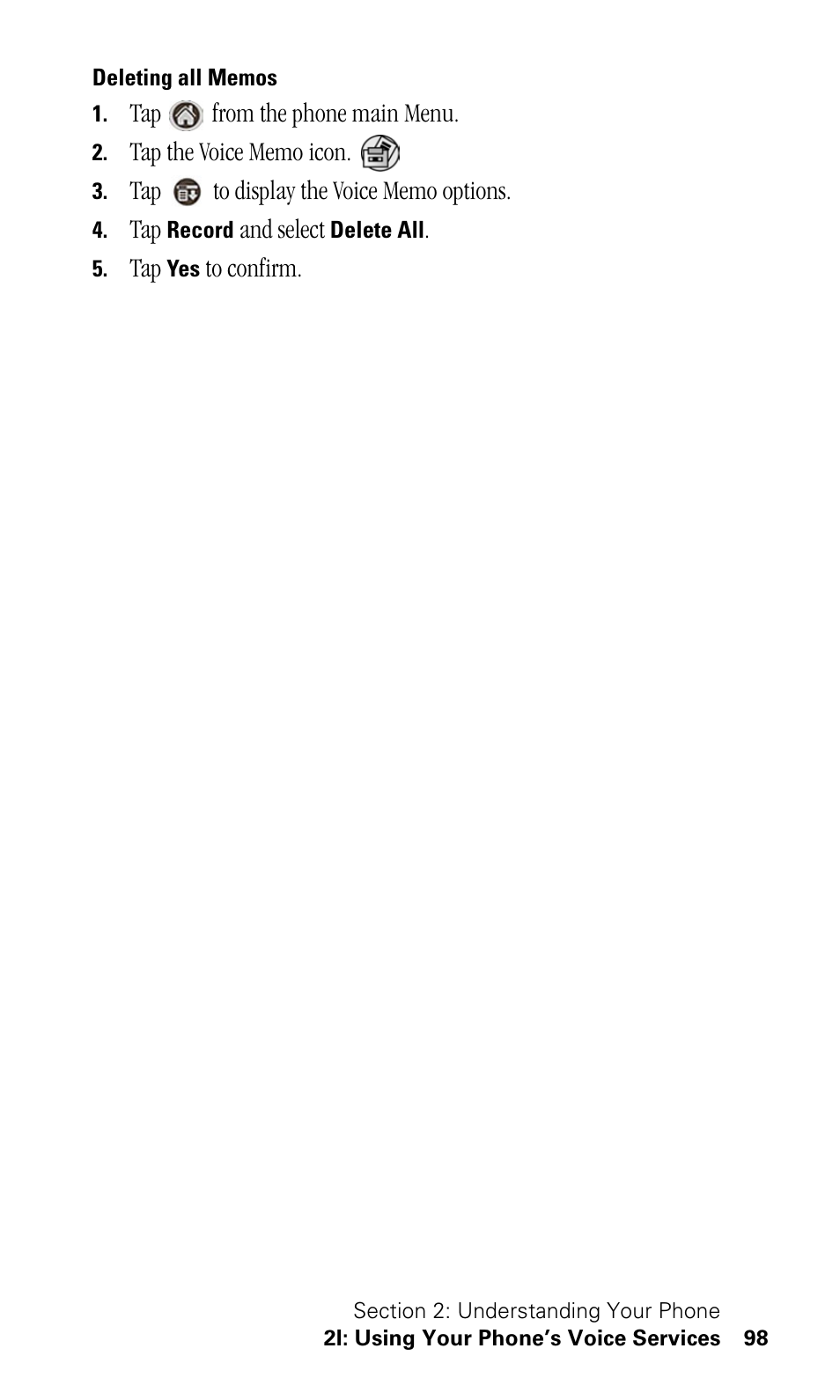 Deleting all memos | Samsung SPH-I500SS-XAR User Manual | Page 101 / 218