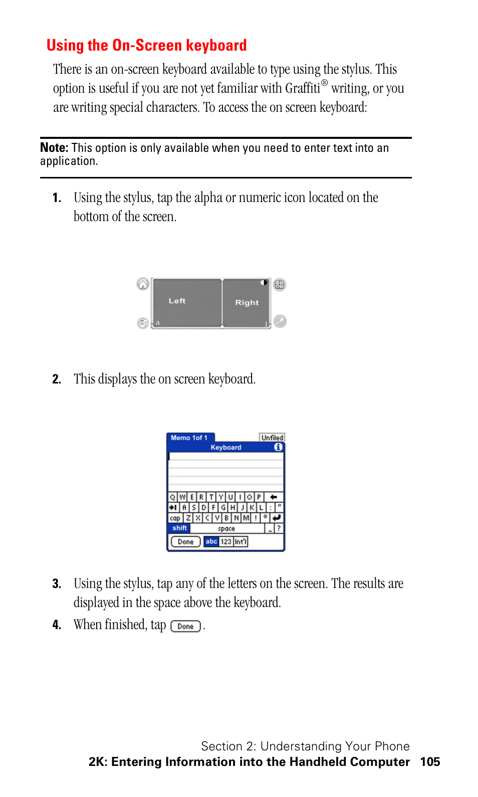 Using the on-screen keyboard | Samsung SPH-I500SS-XAR User Manual | Page 108 / 218