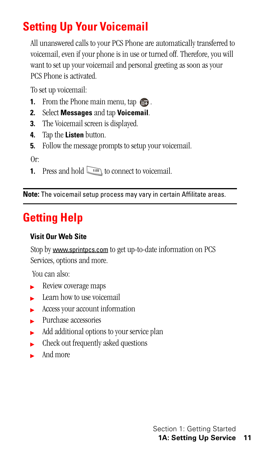 Setting up your voicemail, Getting help, Visit our web site | Samsung SPH-I500SS-XAR User Manual | Page 14 / 218
