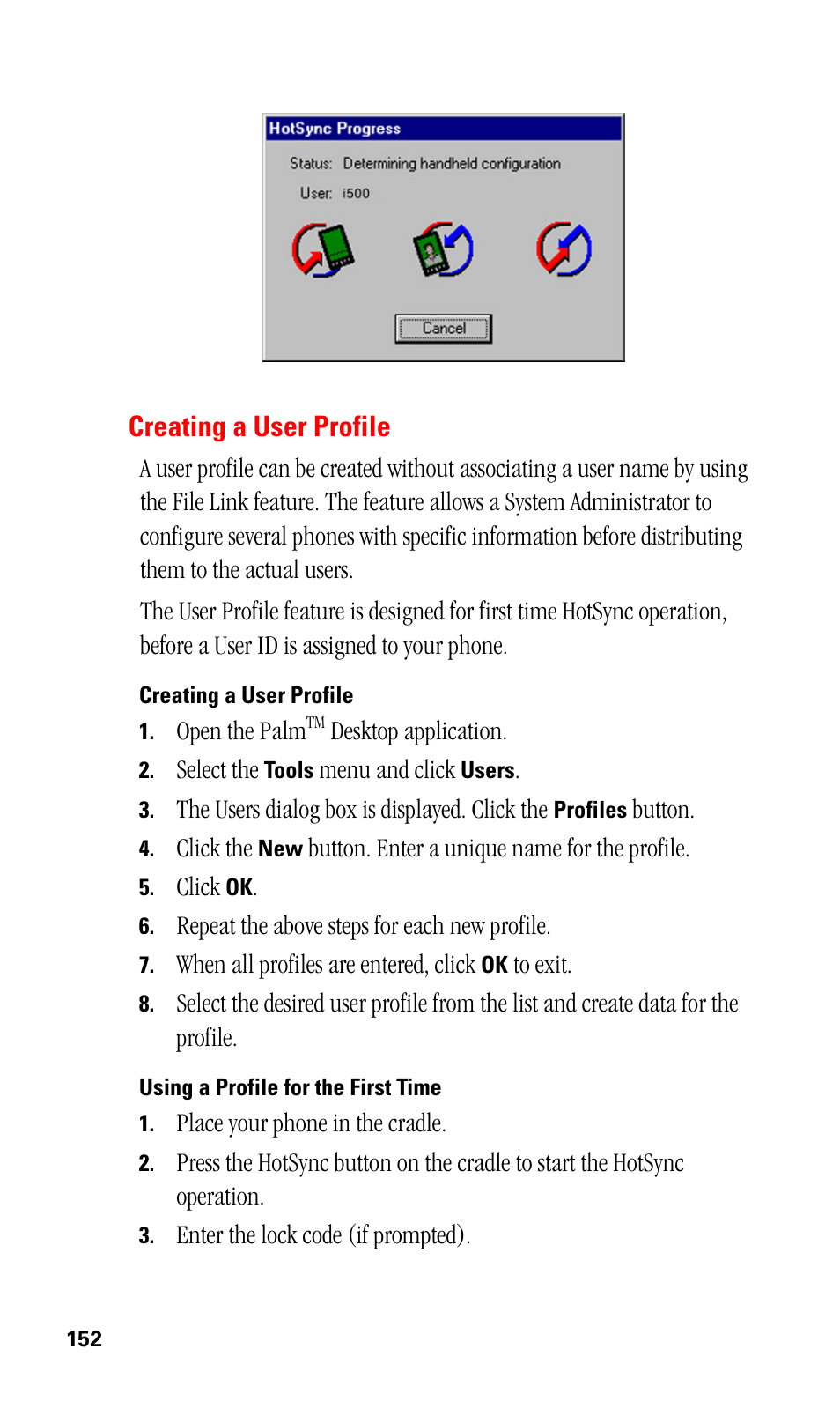 Creating a user profile, Using a profile for the first time | Samsung SPH-I500SS-XAR User Manual | Page 155 / 218