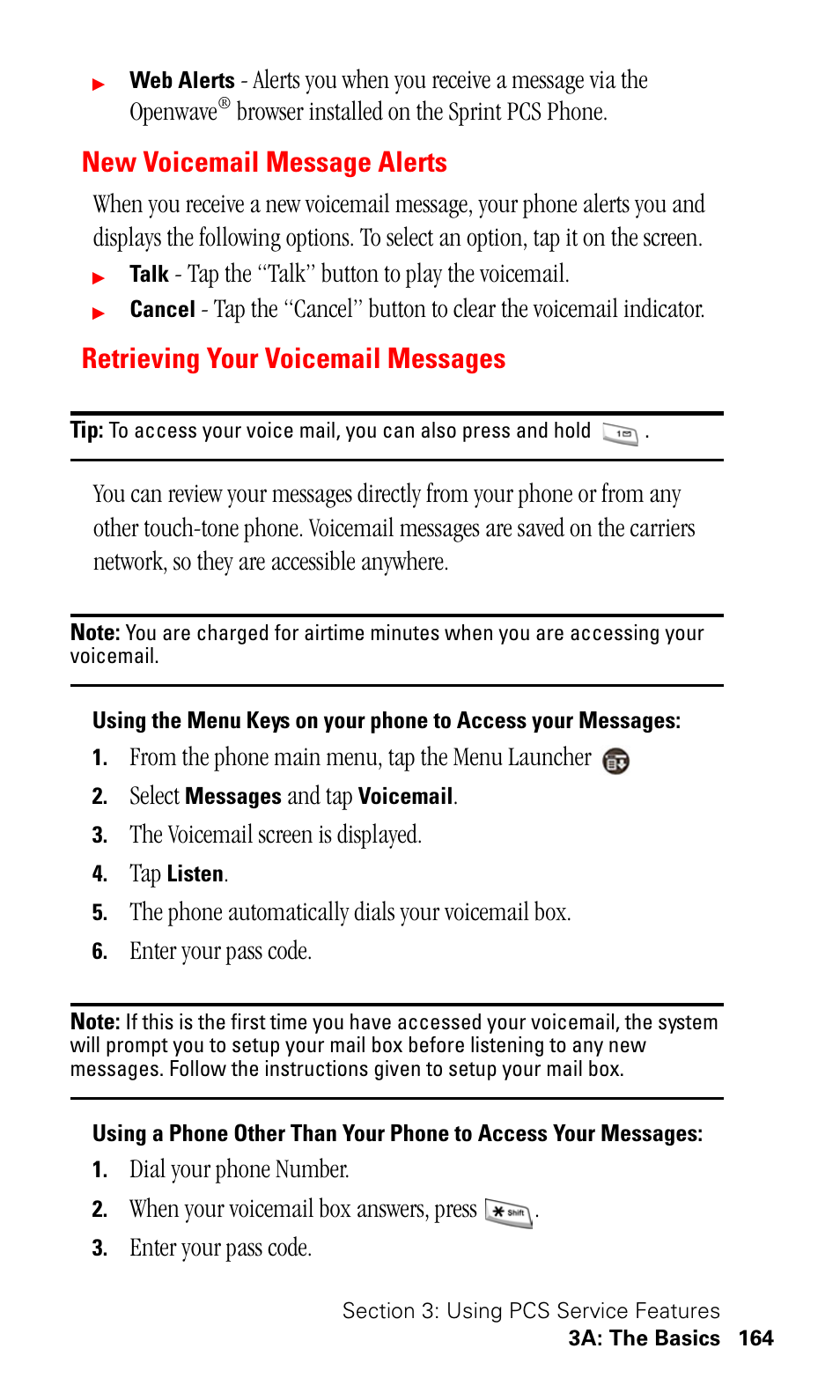 New voicemail message alerts, Retrieving your voicemail messages | Samsung SPH-I500SS-XAR User Manual | Page 167 / 218