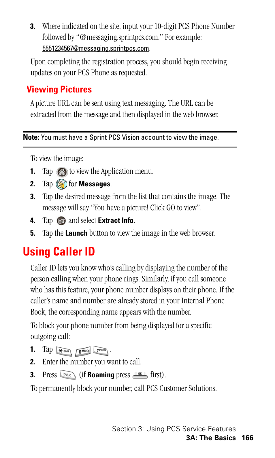 Viewing pictures, Using caller id | Samsung SPH-I500SS-XAR User Manual | Page 169 / 218
