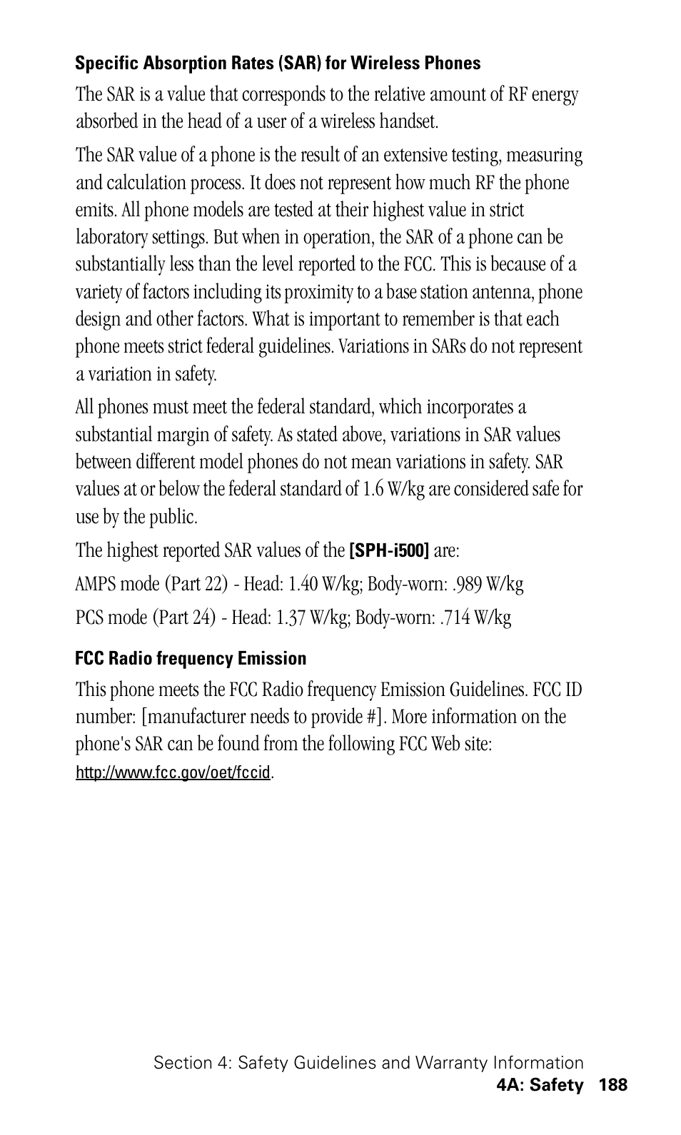 Fcc radio frequency emission | Samsung SPH-I500SS-XAR User Manual | Page 191 / 218