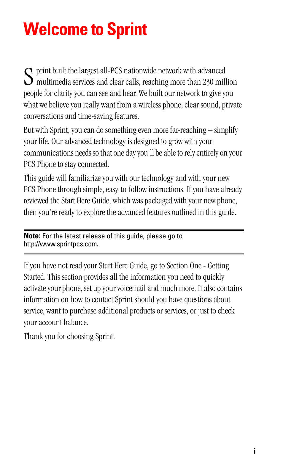 Welcome to sprint | Samsung SPH-I500SS-XAR User Manual | Page 2 / 218
