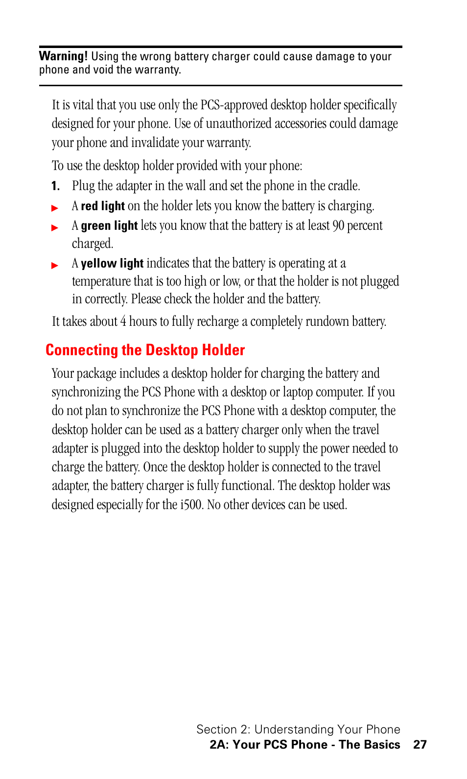 Connecting the desktop holder | Samsung SPH-I500SS-XAR User Manual | Page 30 / 218