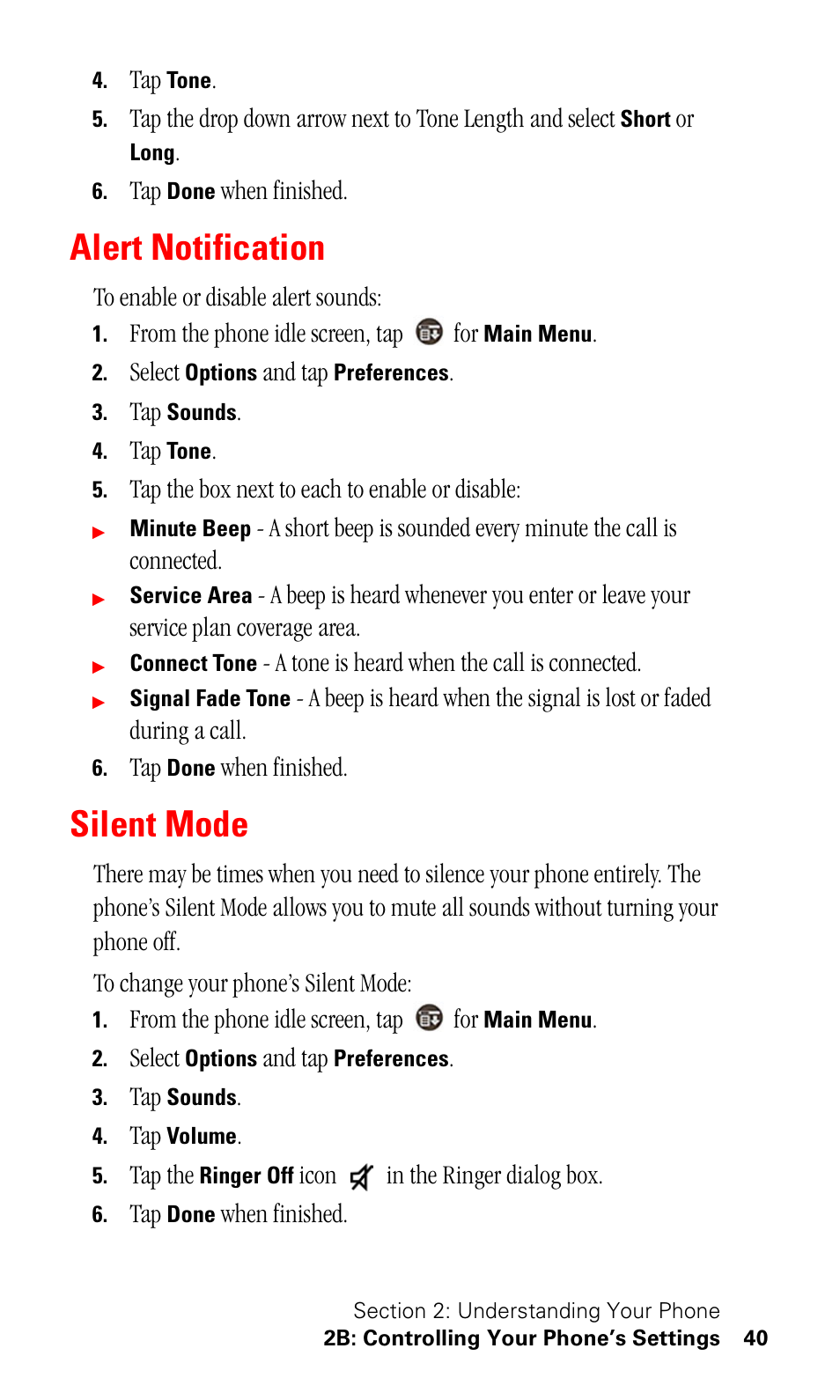 Alert notification, Silent mode | Samsung SPH-I500SS-XAR User Manual | Page 43 / 218
