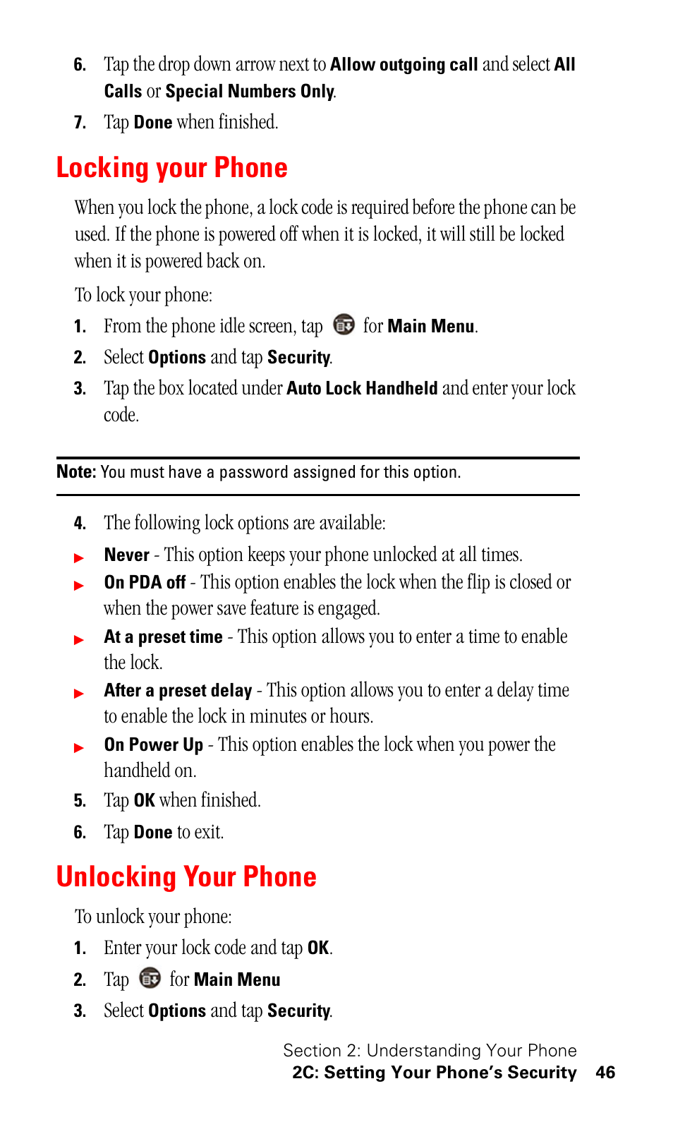 Locking your phone, Unlocking your phone | Samsung SPH-I500SS-XAR User Manual | Page 49 / 218