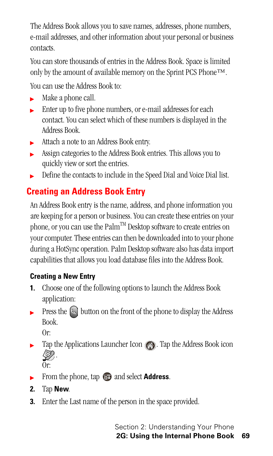 Creating an address book entry, Creating a new entry, Make a phone call | Samsung SPH-I500SS-XAR User Manual | Page 72 / 218