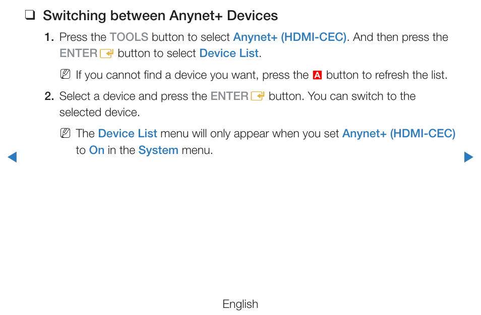 Switching between anynet+ devices | Samsung PN51D490A1DXZA User Manual | Page 172 / 223