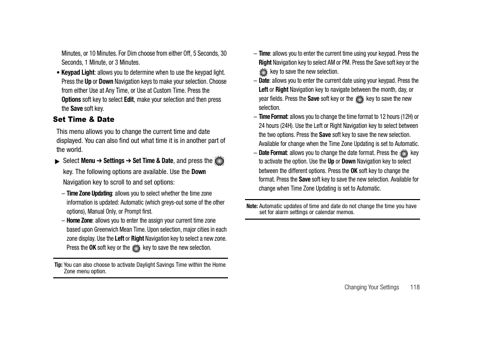 Set time & date | Samsung SGH-A827DKAATT User Manual | Page 121 / 164