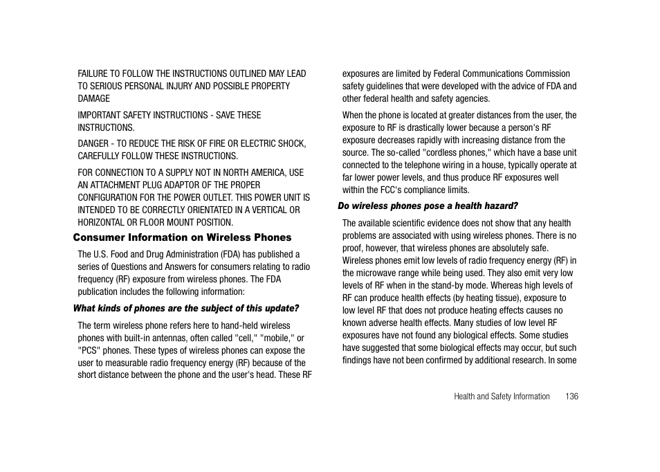 Consumer information on wireless phones | Samsung SGH-A827DKAATT User Manual | Page 139 / 164
