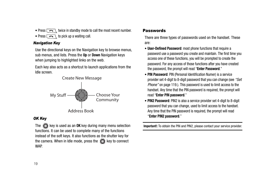 Passwords | Samsung SGH-A827DKAATT User Manual | Page 22 / 164