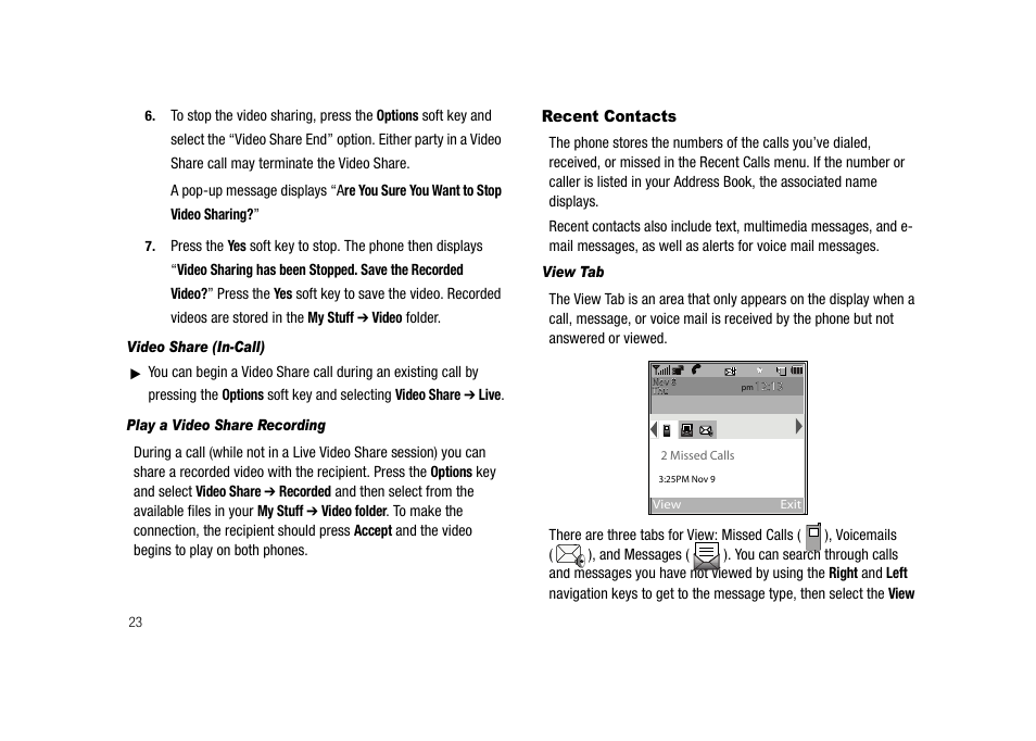 Recent contacts | Samsung SGH-A827DKAATT User Manual | Page 26 / 164