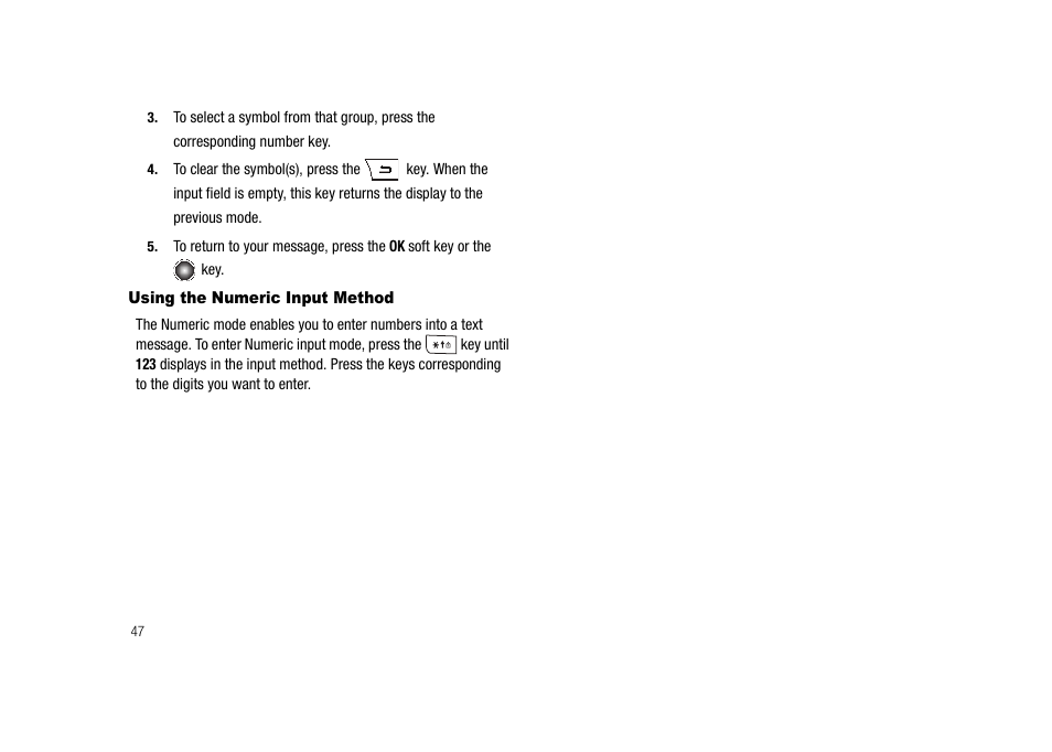 Using the numeric input method | Samsung SGH-A827DKAATT User Manual | Page 50 / 164