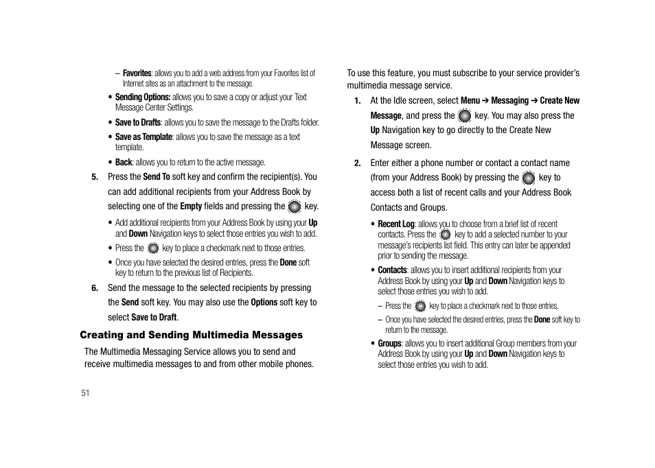 Creating and sending multimedia messages | Samsung SGH-A827DKAATT User Manual | Page 54 / 164