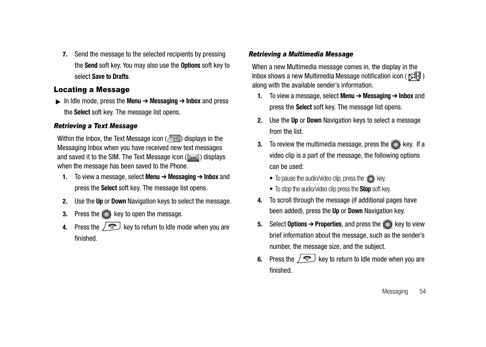 Locating a message | Samsung SGH-A827DKAATT User Manual | Page 57 / 164