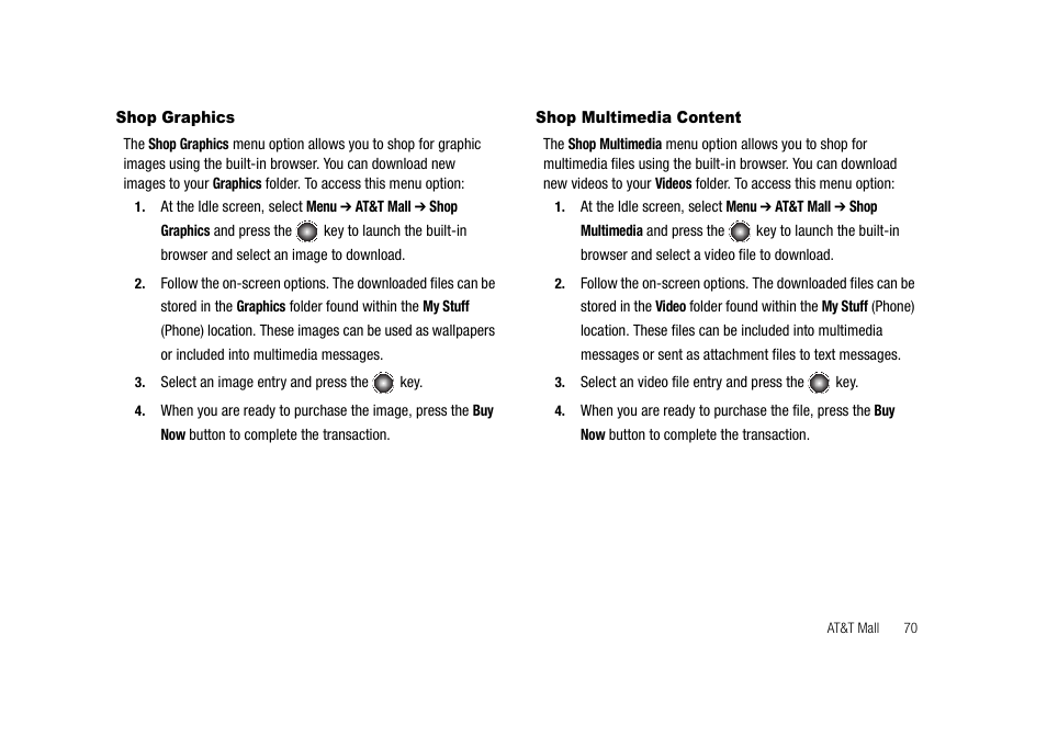 Shop graphics shop multimedia content | Samsung SGH-A827DKAATT User Manual | Page 73 / 164