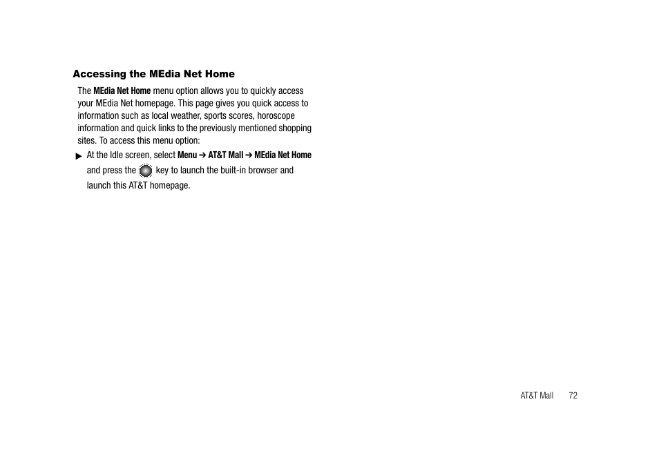 Accessing the media net home | Samsung SGH-A827DKAATT User Manual | Page 75 / 164