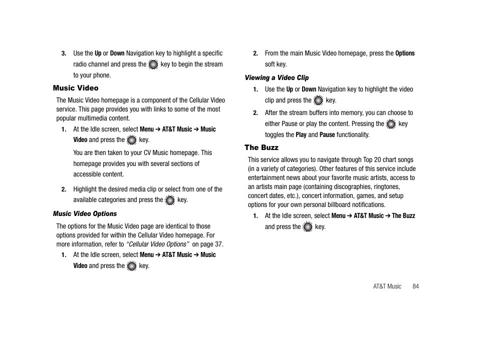 Music video the buzz | Samsung SGH-A827DKAATT User Manual | Page 87 / 164