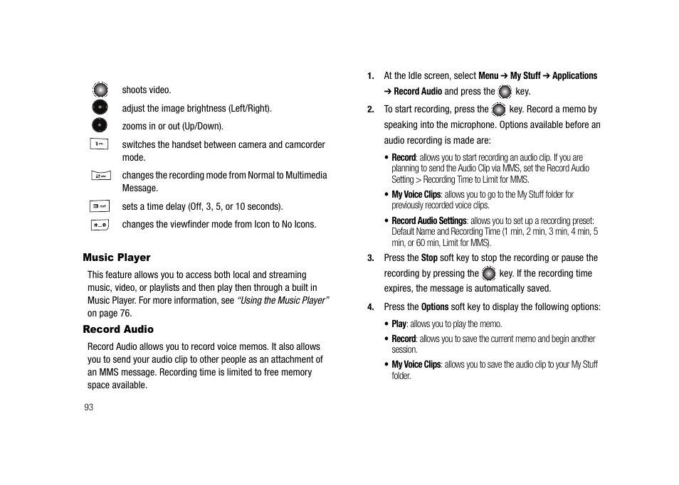 Music player record audio | Samsung SGH-A827DKAATT User Manual | Page 96 / 164