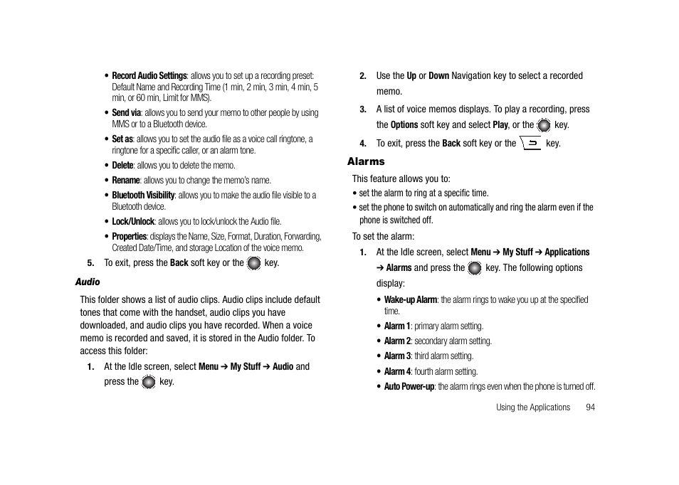 Alarms | Samsung SGH-A827DKAATT User Manual | Page 97 / 164