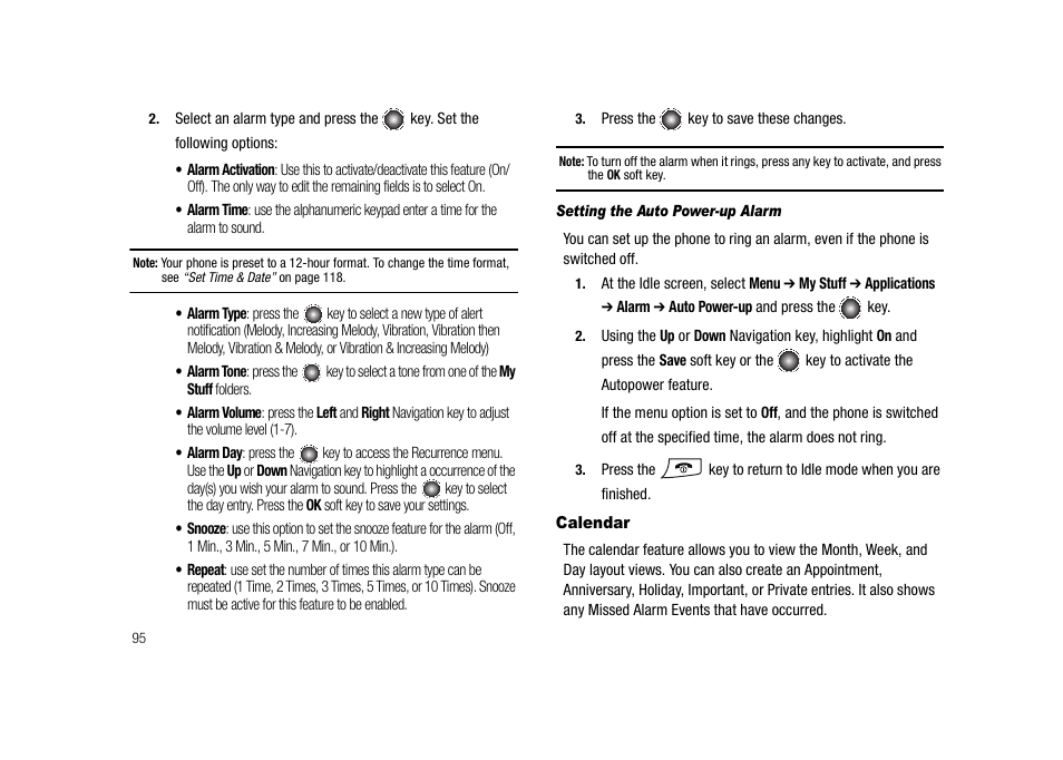 Calendar | Samsung SGH-A827DKAATT User Manual | Page 98 / 164