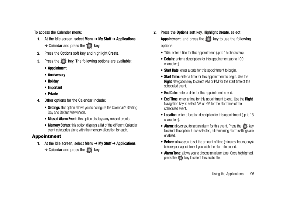 Appointment | Samsung SGH-A827DKAATT User Manual | Page 99 / 164