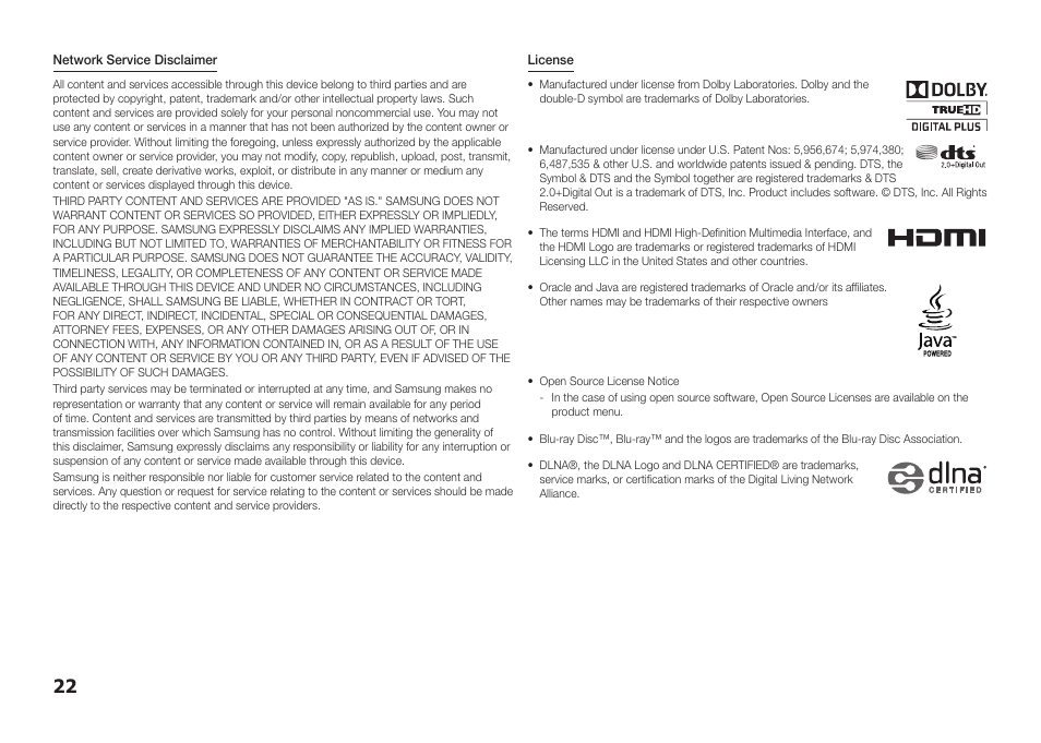 Samsung BD-FM57C-ZA User Manual | Page 22 / 24