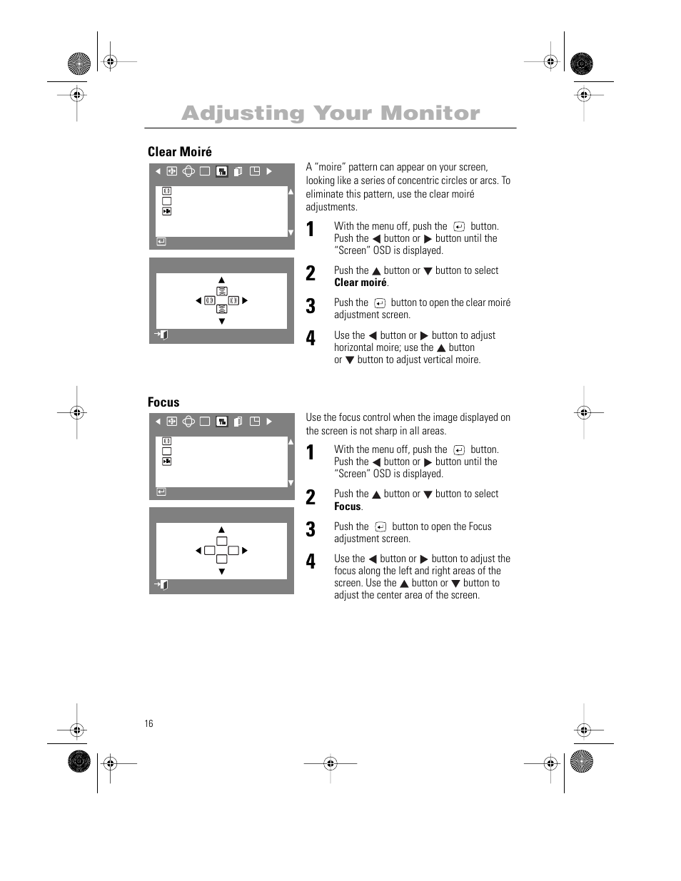Adjusting your monitor | Samsung PG21LS9U-XAX User Manual | Page 18 / 29