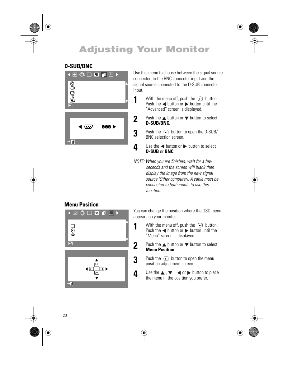 Adjusting your monitor | Samsung PG21LS9U-XAX User Manual | Page 22 / 29