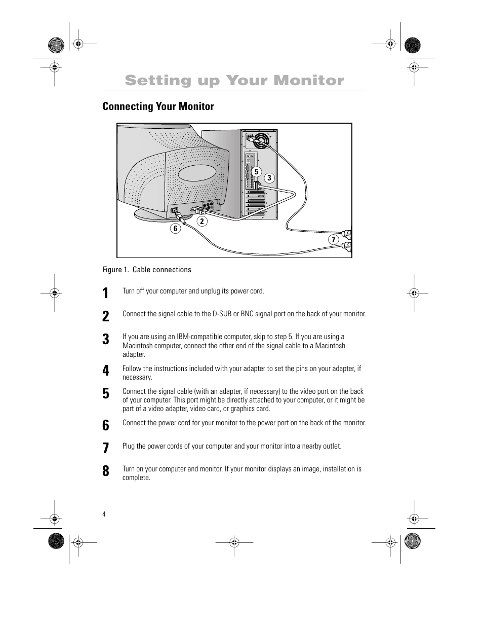 Setting up your monitor | Samsung PG21LS9U-XAX User Manual | Page 6 / 29