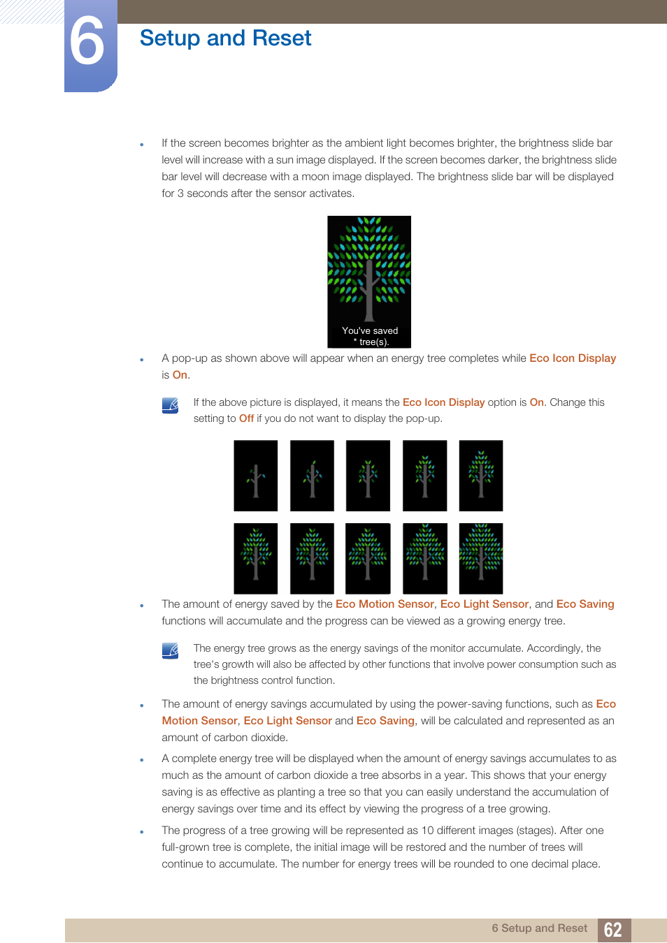Setup and reset | Samsung LS27A850TS-ZA User Manual | Page 62 / 92