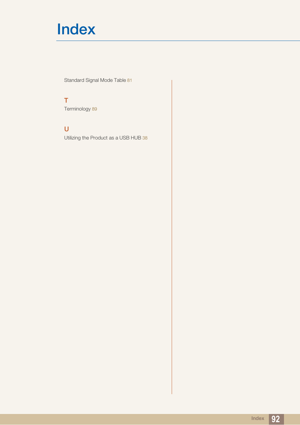 Index | Samsung LS27A850TS-ZA User Manual | Page 92 / 92