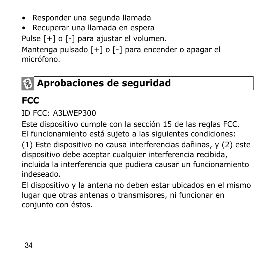 Aprobaciones de seguridad | Samsung AWEP301JSECSTA User Manual | Page 37 / 60