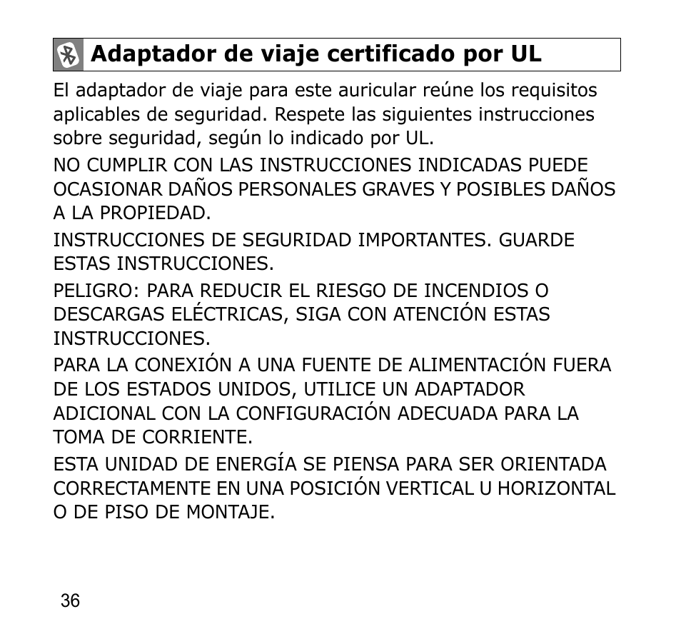 Adaptador de viaje certificado por ul | Samsung AWEP301JSECSTA User Manual | Page 39 / 60
