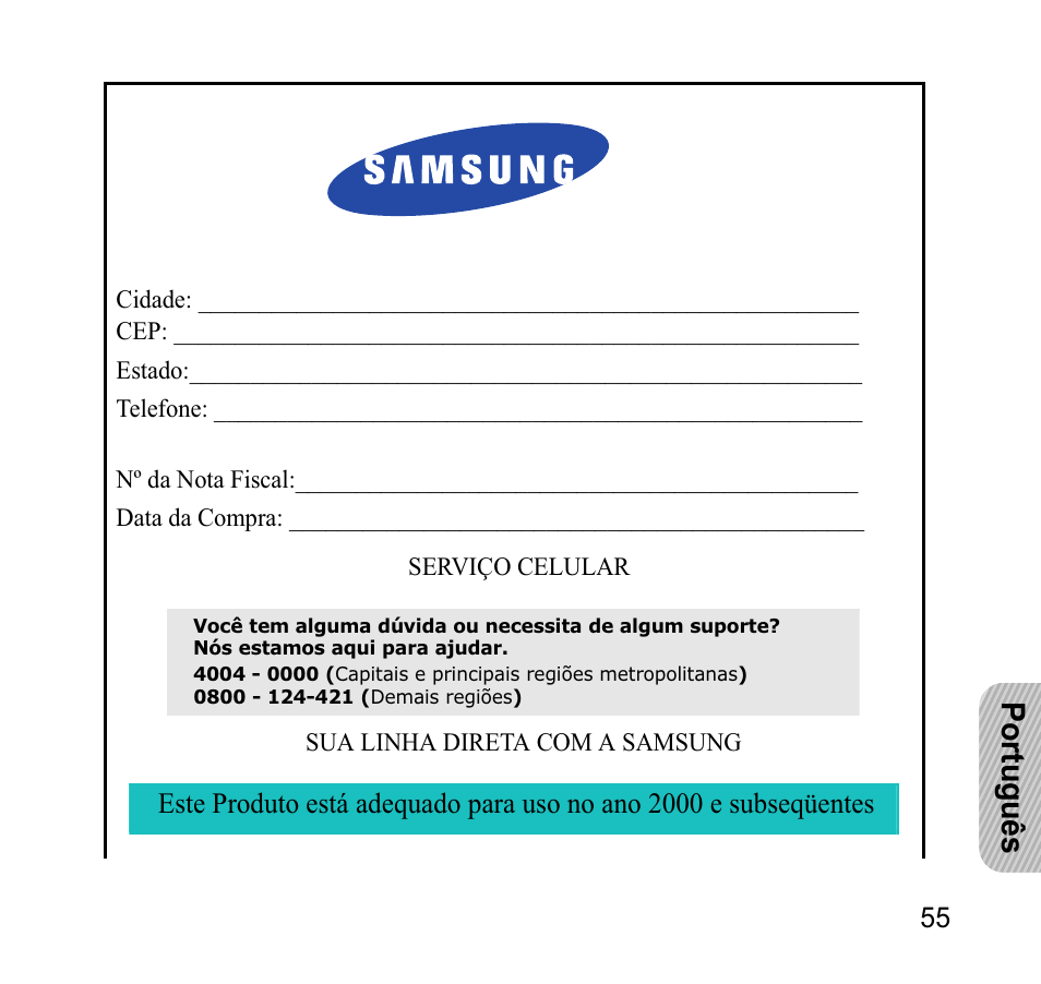 Por tuguê s | Samsung AWEP301JSECSTA User Manual | Page 58 / 60
